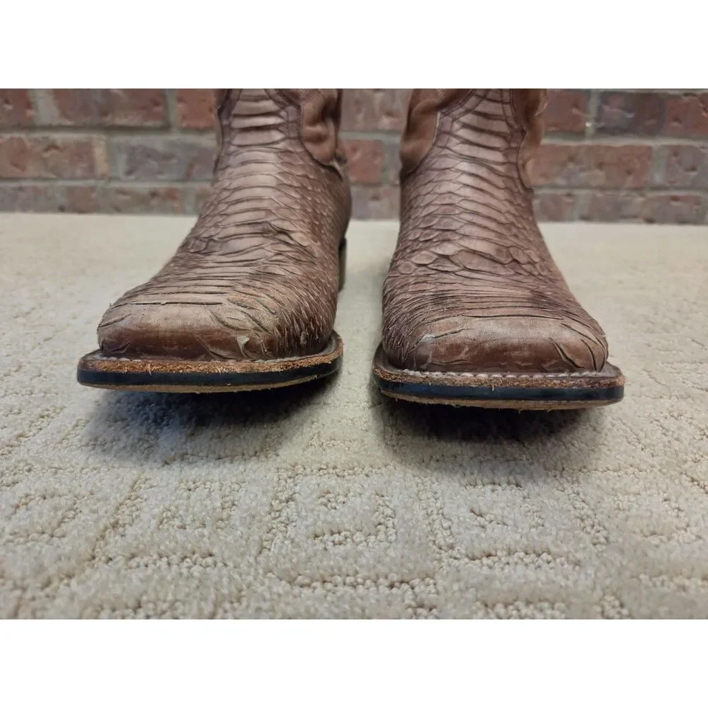 Dan Post Boots Ka Python Print Western Size 12 Tan Light Brown Leather Upper